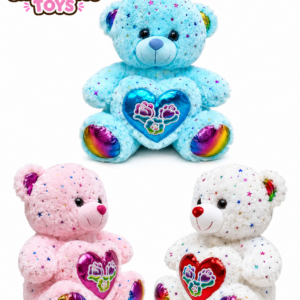 OSO SENTADO CON CORAZÓN PIEL ESTRELLA 30 CM