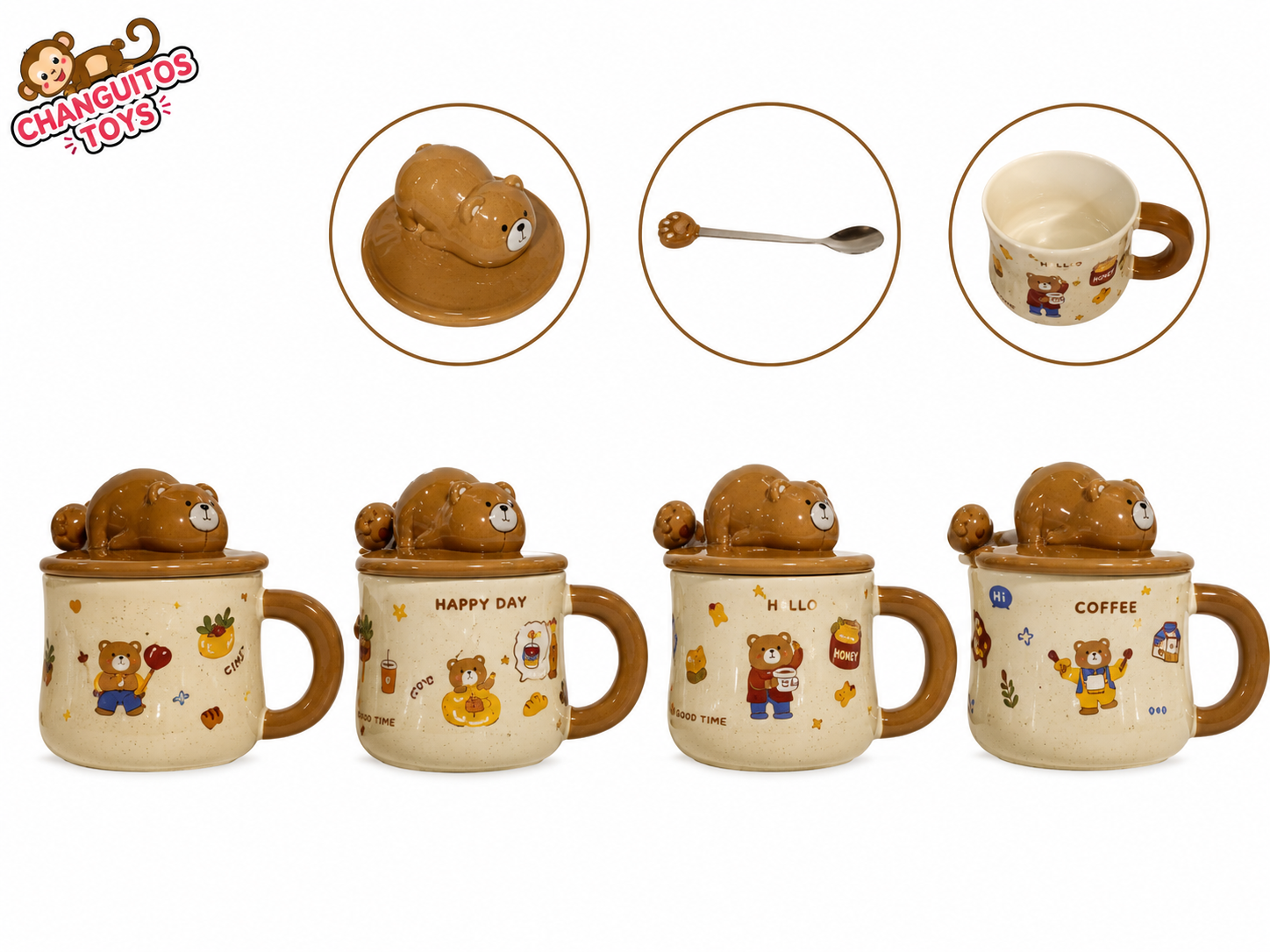 POCILLO TAPA OSO TAPA CAFE